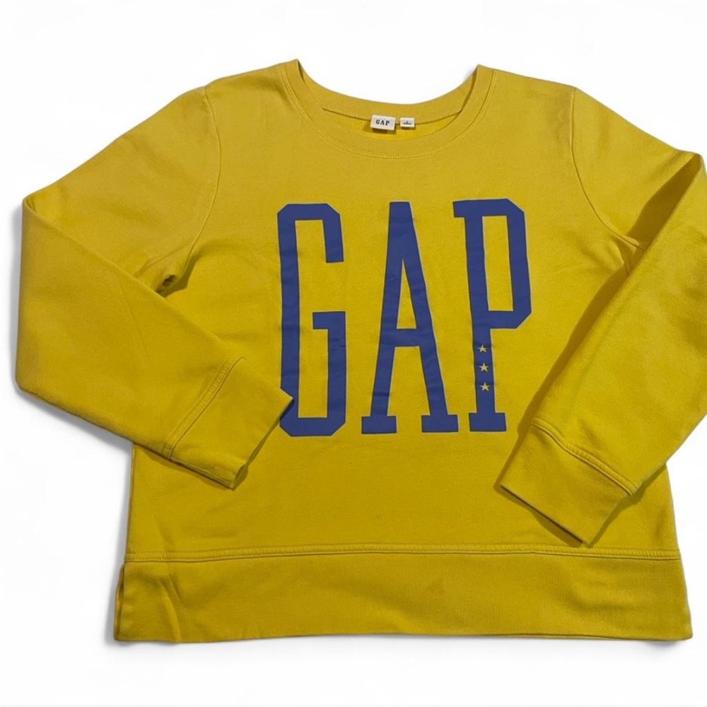GAP Yellow Crew Neck Sweater with Blue Logo